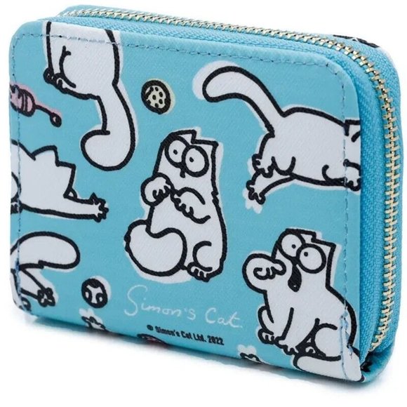 Handbags - Simons Cat Wallet Purse Zip Around Blue 3.5x4.5 Licensed UK Import NEW